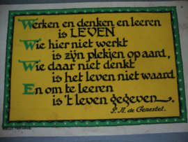 Oude ansichtkaart kalligrafie - tekst P.A. de Genestet - gelopen - VERKOCHT
