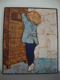 Vintage - brocante - prent op hardboard - VERKOCHT