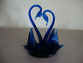 Zwaan zwanen blauw glas - VERKOCHT