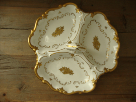 Schaal 3-vaks - goud/wit - Fine China - Germany - VERKOCHT