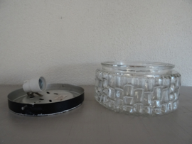 Vintage plafonniere - glas - rond - VERKOCHT