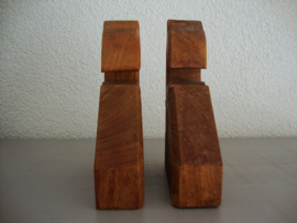 Vintage boekensteunen hert - hertje - hout - VERKOCHT