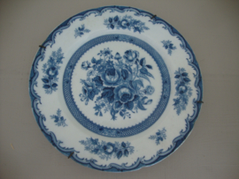 Blauw wit wandbord roos - Blue Rose - Fine China - VERKOCHT