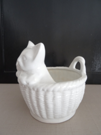 Vintage bloempotje - poes - kat - wit - VERKOCHT
