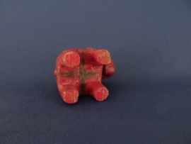 Vintage houten olifantje - olifant - rood - hout