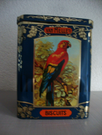 Oud blik trommel Van Melle - vogels - VERKOCHT