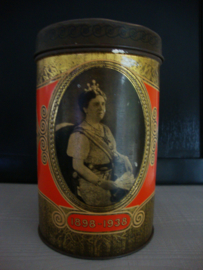 Oud blik / trommel Wilhelmina 1898-1938 - VERKOCHT