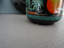 Vintage kop en schotel - zwart - vogel - Chinees -  VERKOCHT