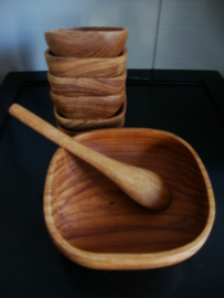 Set teak houten schaaltjes met lepel - Thailand - VERKOCHT