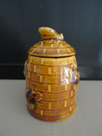 Honingpot bijenkorf met beer -  vintage - VERKOCHT