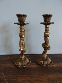 Kandelaren engeltjes - putti's - koper of messing - VERKOCHT