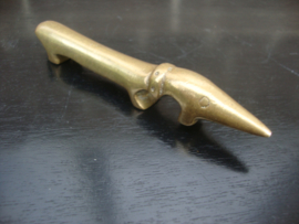 Vintage opener teckel - koper/messing - VERKOCHT