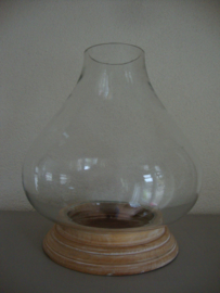 Groot windlicht - houten voet - VERKOCHT