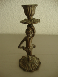 Koperen kandelaar putti - VERKOCHT