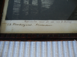 Reproductie naar de ets van D. Harting - O.Z. Voorburgwal Amsterdam - VERKOCHT