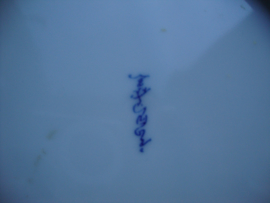 Bord pauw blauw/wit - VERKOCHT