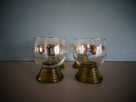Roemer wijnglazen - set van 4 - met gouden druiven
