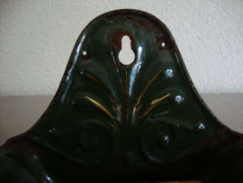 Antiek emaille zeepbakje - donkergroen - VERKOCHT