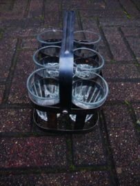Metalen mandje met glazen - VERKOCHT