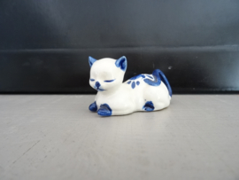 Beeldje - letterbakfiguurtje - poes - kat - Delfts blauw - VERKOCHT