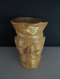 Vintage Vieux gres - (bloem)pot hoofd - VERKOCHT