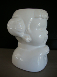 Vintage bloempotje - hoofdje -  wit - VERKOCHT
