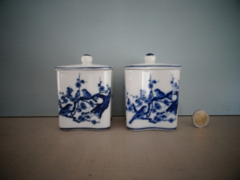 Dekselpotje Porselein - blauw wit - Chinees - VERKOCHT