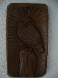 Schilderij hout uil - VERKOCHT