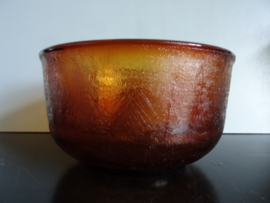 Vintage schaal - glas - oker - VERKOCHT