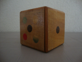 Houten dobbelsteen - spaarpot - vintage - VERKOCHT