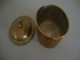 Koperkleurige pot met deksel - VERKOCHT