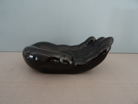 Schaaltje hand - vintage - zwart - VERKOCHT