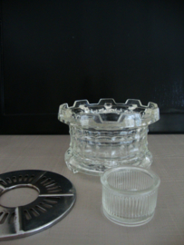 Vintage glazen theelichthouder voor theepot - VERKOCHT
