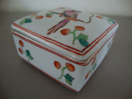 Porseleinen schaaltje - vierkant - vogel - VERKOCHT