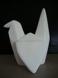 Beeld beeldje vogel - wit - aardewerk - origame - VERKOCHT