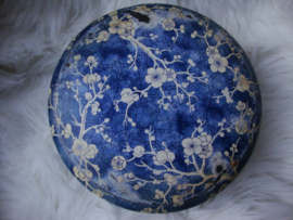 Trommel Baret Ware Engeland - blauw/wit bloemetjes - VERKOCHT