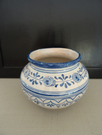 Bloempotje blauw/wit - VERKOCHT
