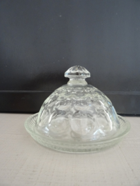 Dekselschaaltje glas - vintage - VERKOCHT