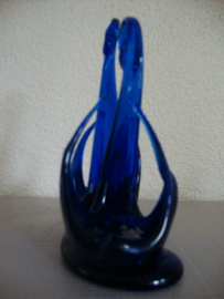Zwaan zwanen blauw glas - VERKOCHT