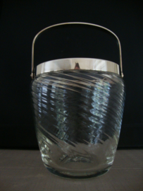 Vintage glazen pot met zilveren hengsel - VERKOCHT
