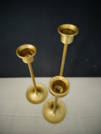 Set van 3 koperen kandelaren - vintage