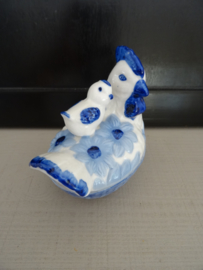 Schaaltje kip - blauw/wit - VERKOCHT