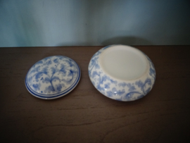 Dekselpotje - blauw/wit - rond