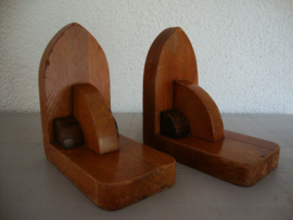 Vintage boekensteunen hout - VERKOCHT