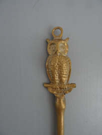 Lange schoenlepel - uil - koper of messing - VERKOCHT