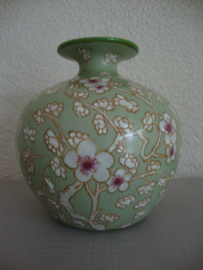 Chinese vaas groen bloesem - VERKOCHT