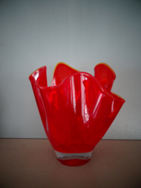 Vintage zakdoek vaas - rood - glas