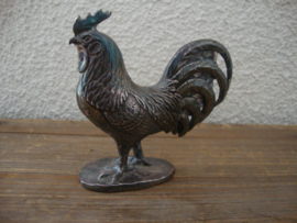 Zilverkleurige haan - beeldje - VERKOCHT