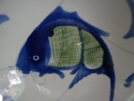 Bord Chinees - Koi Karper - blauw groen - VERKOCHT