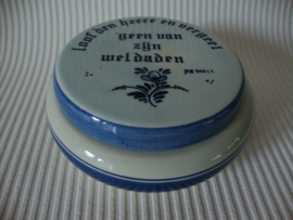Delfts blauw schaaltje met Bijbeltekst - VERKOCHT